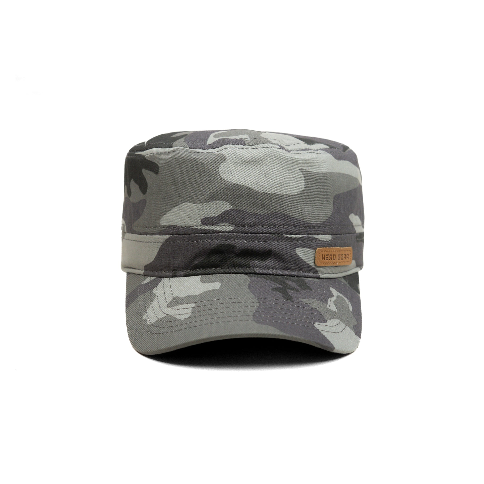 HEAD GEAR GREY CAMO WITH LEATHER PATCH CAPTAIN'S CAP