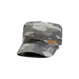 HEAD GEAR GREY CAMO WITH LEATHER PATCH CAPTAIN'S CAP
