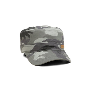 HEAD GEAR GREY CAMO WITH LEATHER PATCH CAPTAIN'S CAP