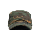 HEAD GEAR GREEN CAMO WITH LEATHER PATCH CAPTAIN'S CAP