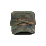 HEAD GEAR GREEN CAMO WITH LEATHER PATCH CAPTAIN'S CAP