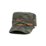 HEAD GEAR GREEN CAMO WITH LEATHER PATCH CAPTAIN'S CAP