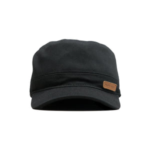 HEAD GEAR BLACK WITH LEATHER PATCH CAPTAIN'S CAP