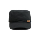 HEAD GEAR BLACK WITH LEATHER PATCH CAPTAIN'S CAP