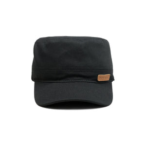 HEAD GEAR BLACK WITH LEATHER PATCH CAPTAIN'S CAP