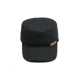 HEAD GEAR BLACK WITH LEATHER PATCH CAPTAIN'S CAP