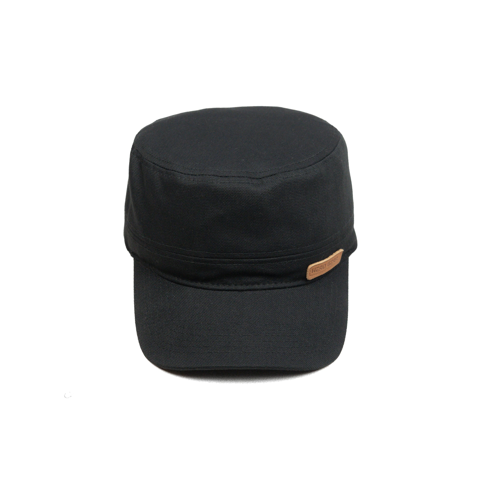 HEAD GEAR BLACK WITH LEATHER PATCH CAPTAIN'S CAP