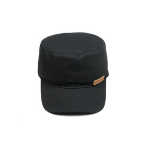 HEAD GEAR BLACK WITH LEATHER PATCH CAPTAIN'S CAP