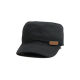 HEAD GEAR BLACK WITH LEATHER PATCH CAPTAIN'S CAP