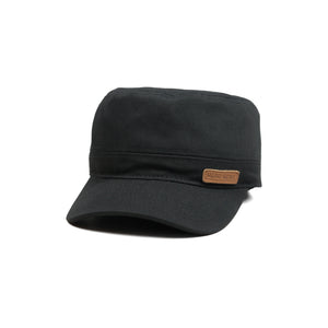 HEAD GEAR BLACK WITH LEATHER PATCH CAPTAIN'S CAP