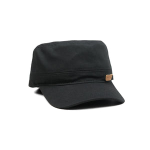 HEAD GEAR BLACK WITH LEATHER PATCH CAPTAIN'S CAP