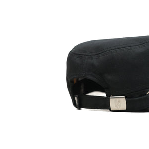 HEAD GEAR BLACK WITH LEATHER PATCH CAPTAIN'S CAP