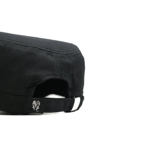 HEAD GEAR BLACK WITH LEATHER PATCH CAPTAIN'S CAP