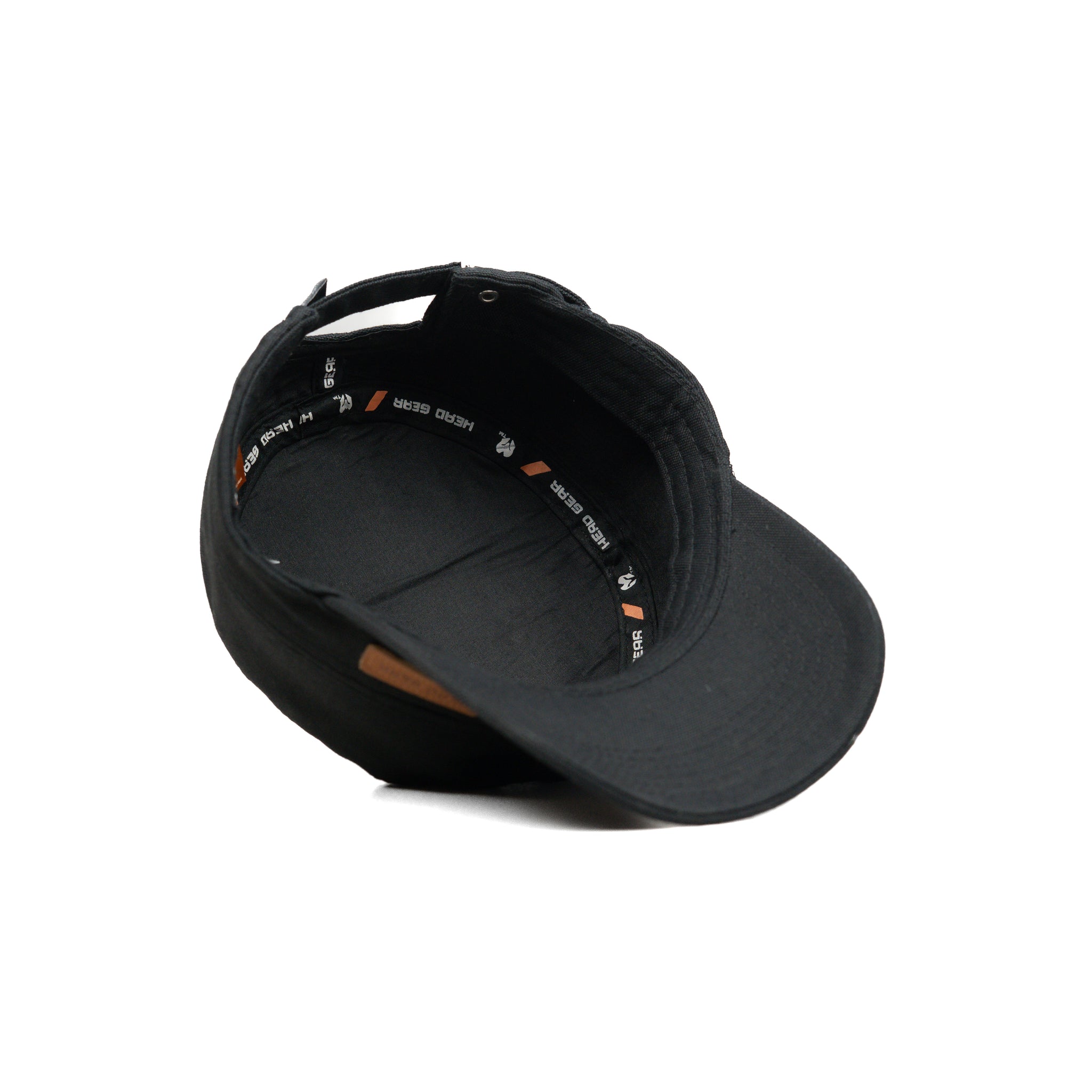 HEAD GEAR BLACK WITH LEATHER PATCH CAPTAIN'S CAP