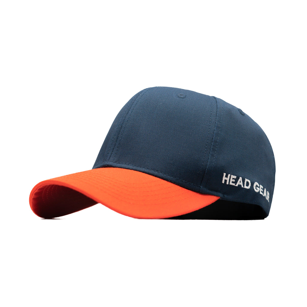 HEAD GEAR NAVY BLUE ORANGE DUAL TONE STRUCTURED CAP