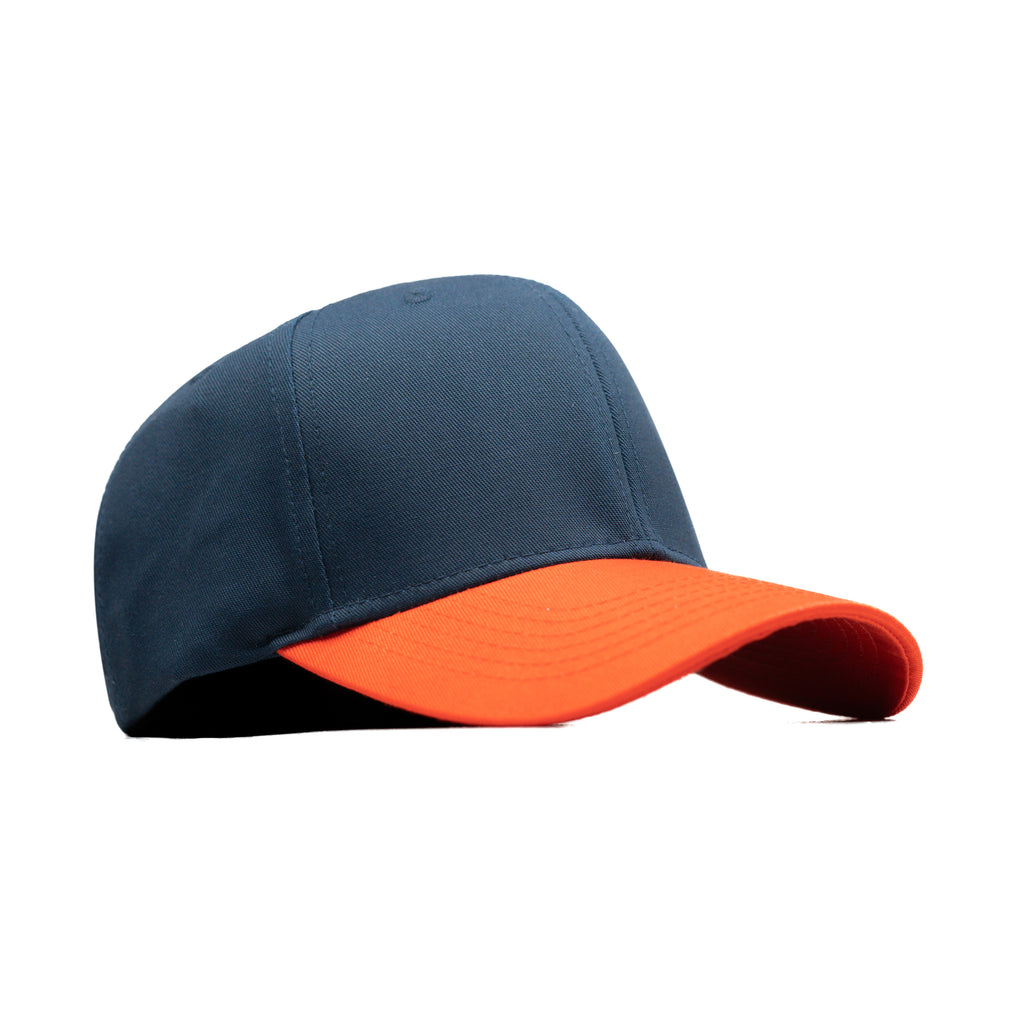 HEAD GEAR NAVY BLUE ORANGE DUAL TONE STRUCTURED CAP