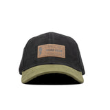 HEAD GEAR BLACK OLIVE LEATHER PATCH CAP