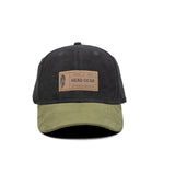 HEAD GEAR BLACK OLIVE LEATHER PATCH CAP