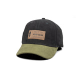 HEAD GEAR BLACK OLIVE LEATHER PATCH CAP