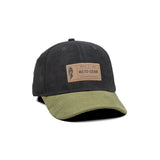 HEAD GEAR BLACK OLIVE LEATHER PATCH CAP
