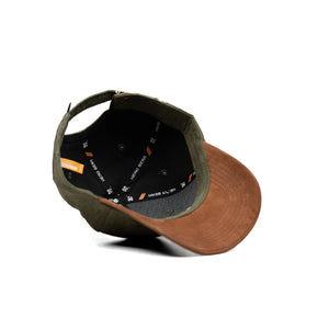 HEAD GEAR OLIVE BROWN LEATHER PATCH CAP