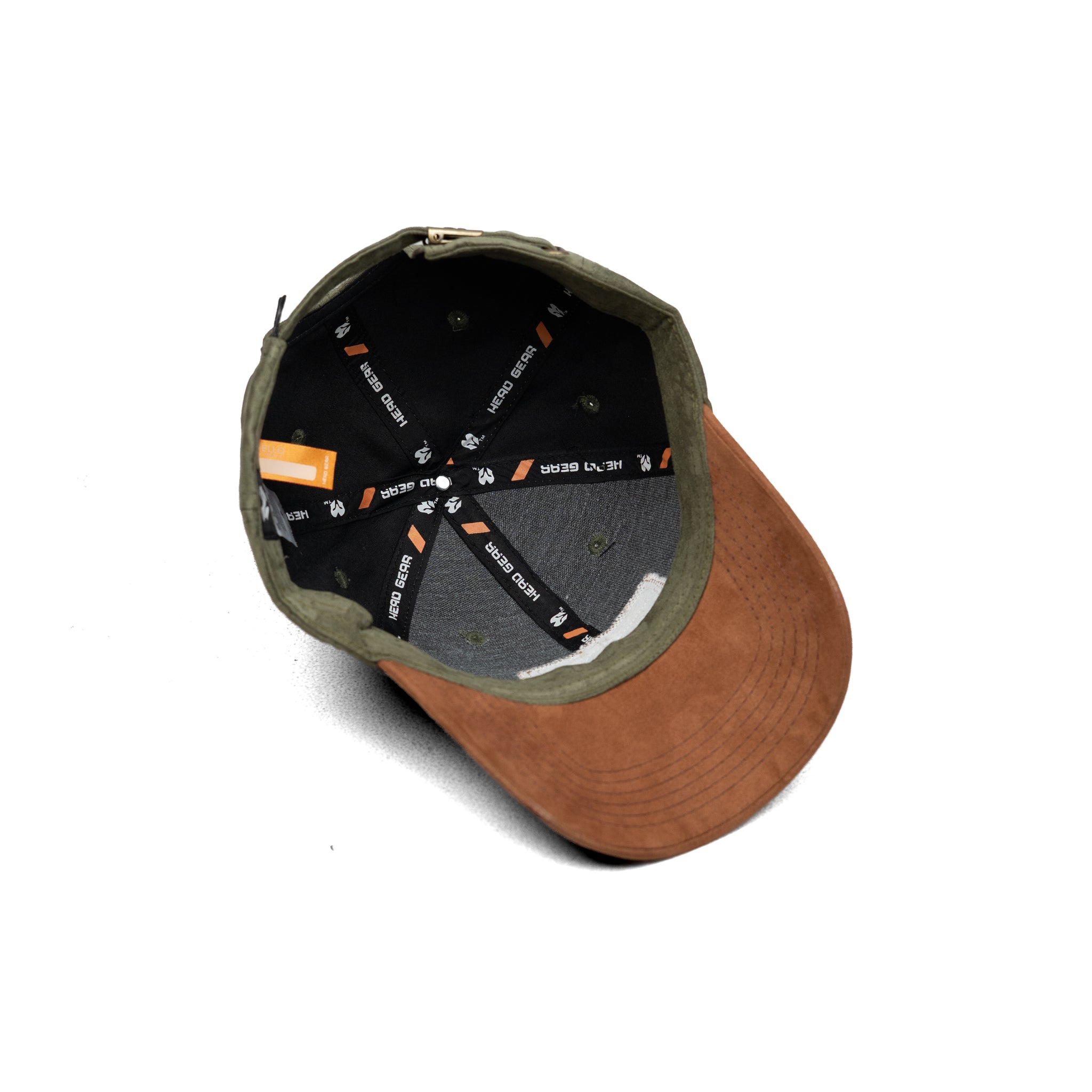 HEAD GEAR OLIVE BROWN LEATHER PATCH CAP
