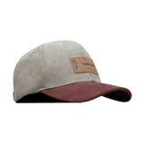 HEAD GEAR LIGHT GREY TUSCAN RED LEATHER PATCH CAP