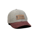HEAD GEAR LIGHT GREY TUSCAN RED LEATHER PATCH CAP