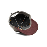 HEAD GEAR LIGHT GREY TUSCAN RED LEATHER PATCH CAP