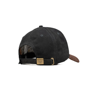 HEAD GEAR BLACK CHOCOLATE LEATHER PATCH CAP