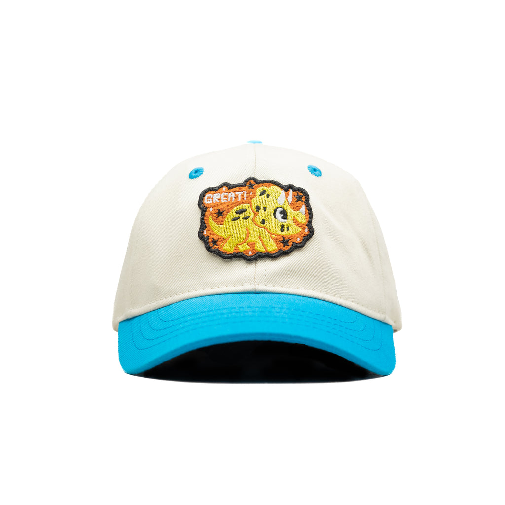 HEAD GEAR WHITE AND BLUE DINOSAUR EDITION KIDS CAP