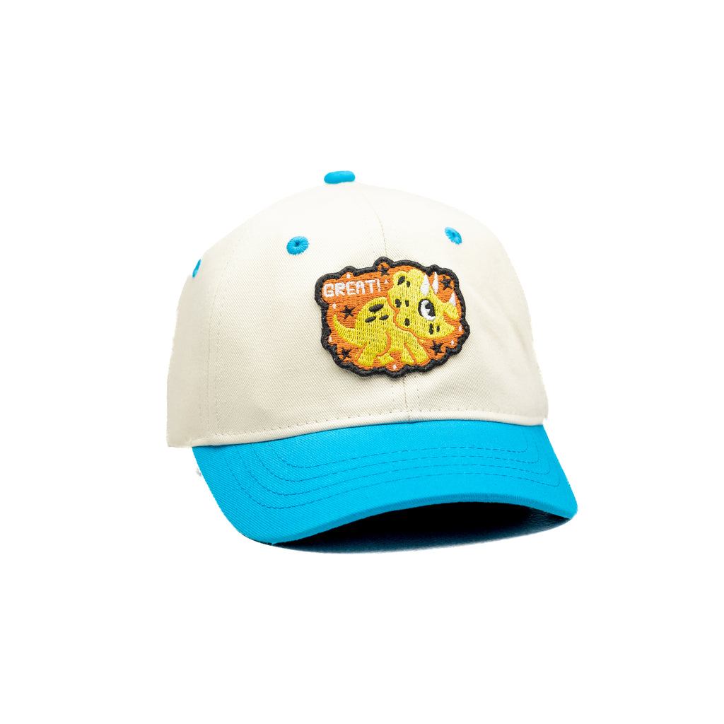 HEAD GEAR WHITE AND BLUE DINOSAUR EDITION KIDS CAP