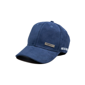 HEAD GEAR NAVY BLUE STRUCTURED RUSTIC METAL PATCH CAP