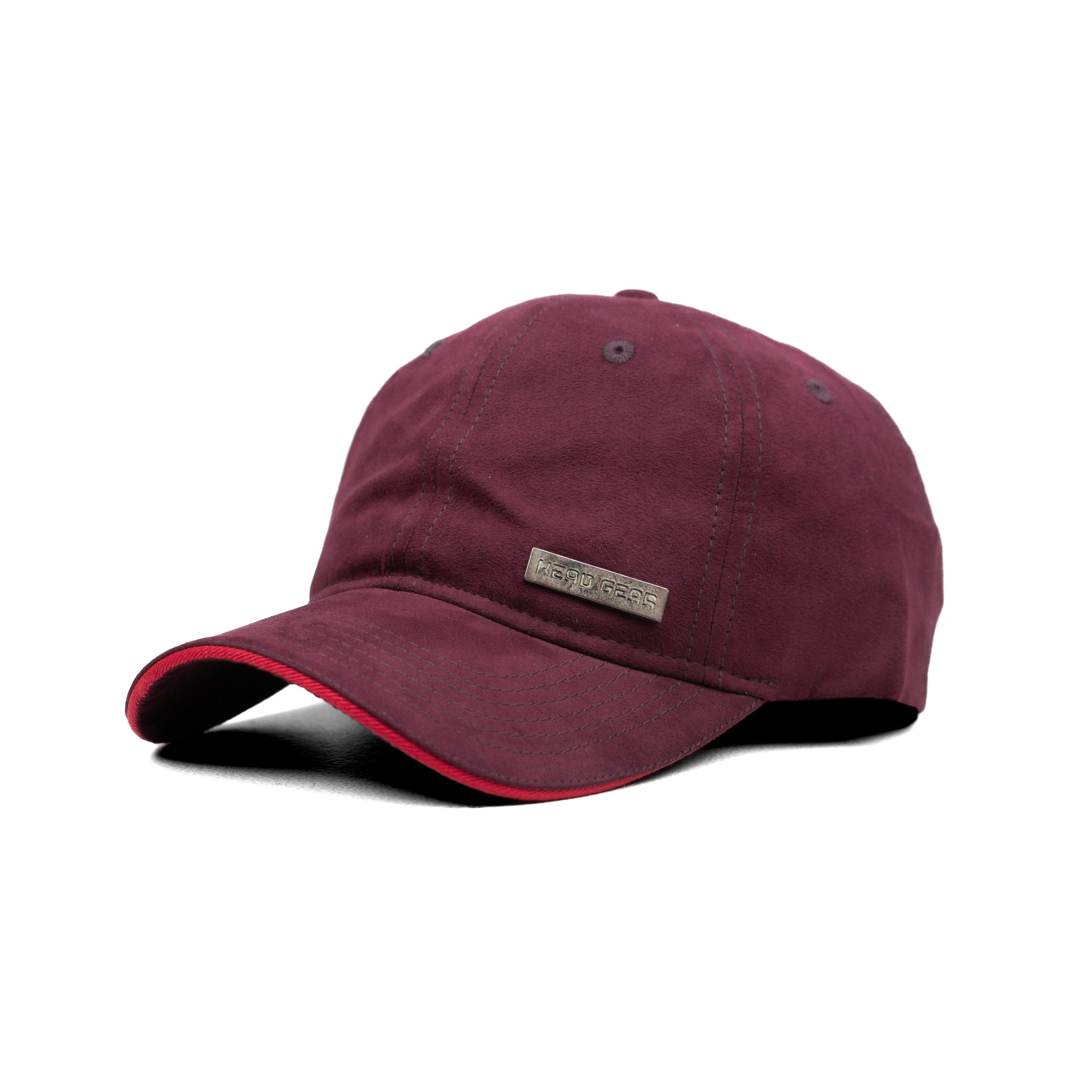 HEAD GEAR MAROON RUSTIC METAL PATCH SANDWICH CAP