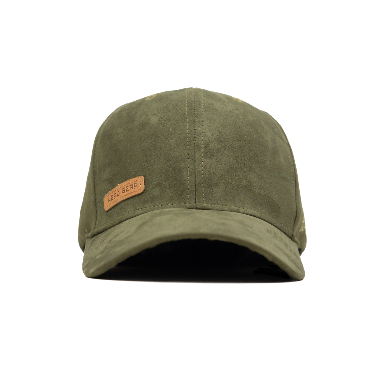 HEAD GEAR OLIVE STRUCTURED LEATHER PATCH FITTED CAP