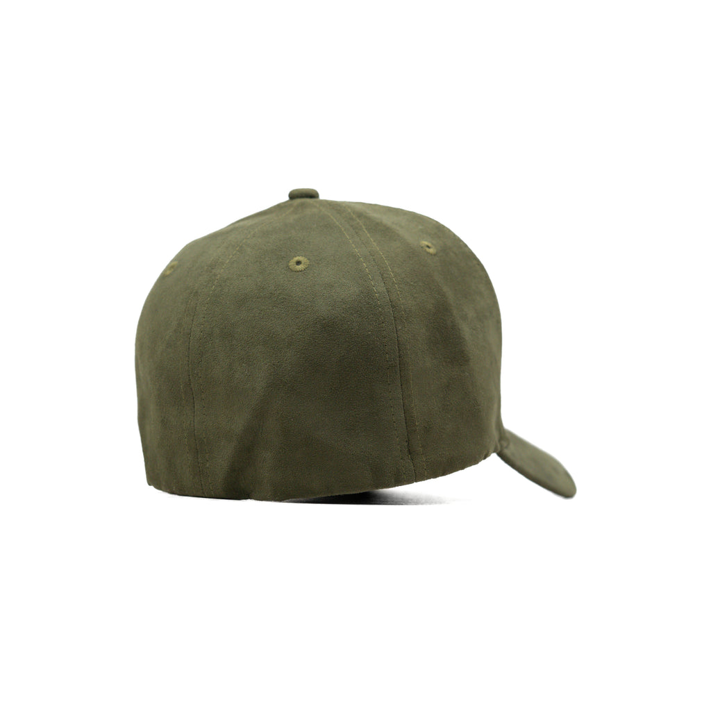HEAD GEAR OLIVE STRUCTURED LEATHER PATCH FITTED CAP