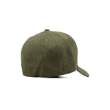 HEAD GEAR OLIVE STRUCTURED LEATHER PATCH FITTED CAP