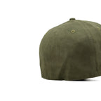 HEAD GEAR OLIVE STRUCTURED LEATHER PATCH FITTED CAP