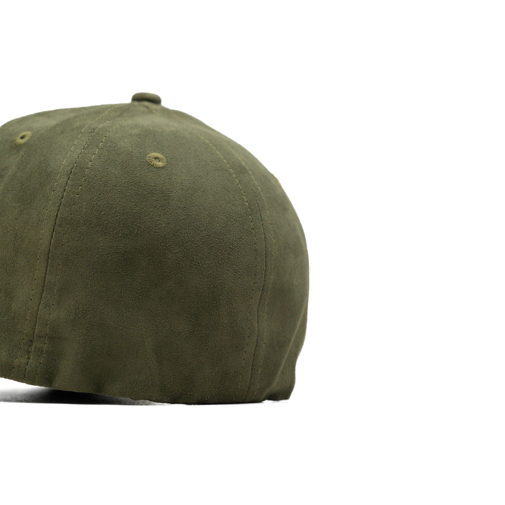 HEAD GEAR OLIVE STRUCTURED LEATHER PATCH FITTED CAP