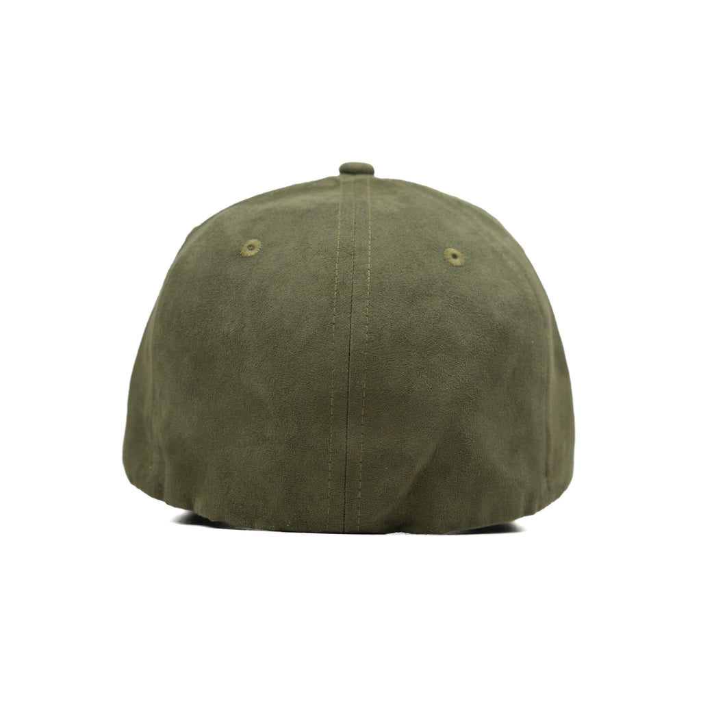 HEAD GEAR OLIVE STRUCTURED LEATHER PATCH FITTED CAP