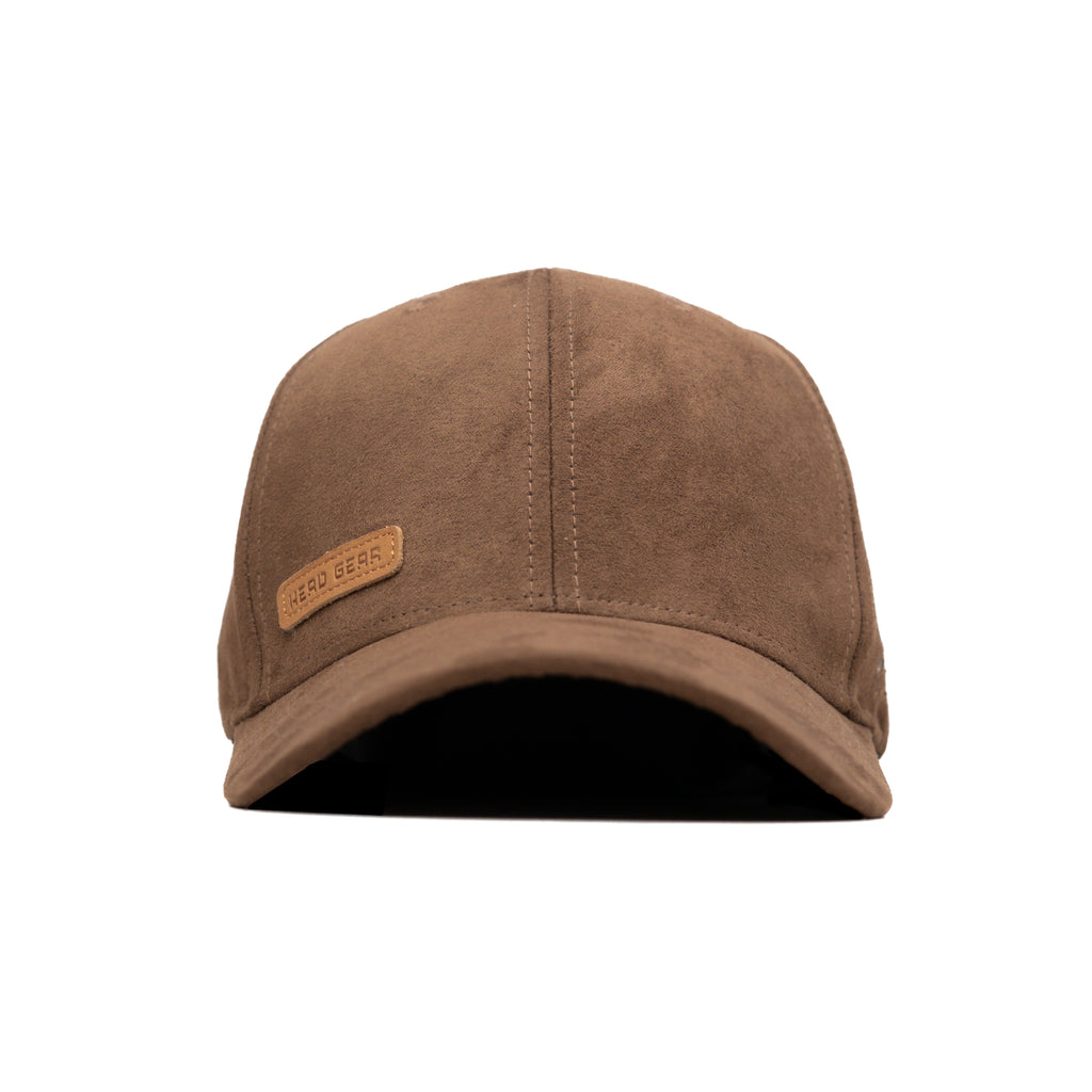 HEAD GEAR BROWN STRUCTURED LEATHER PATCH FITTED CAP