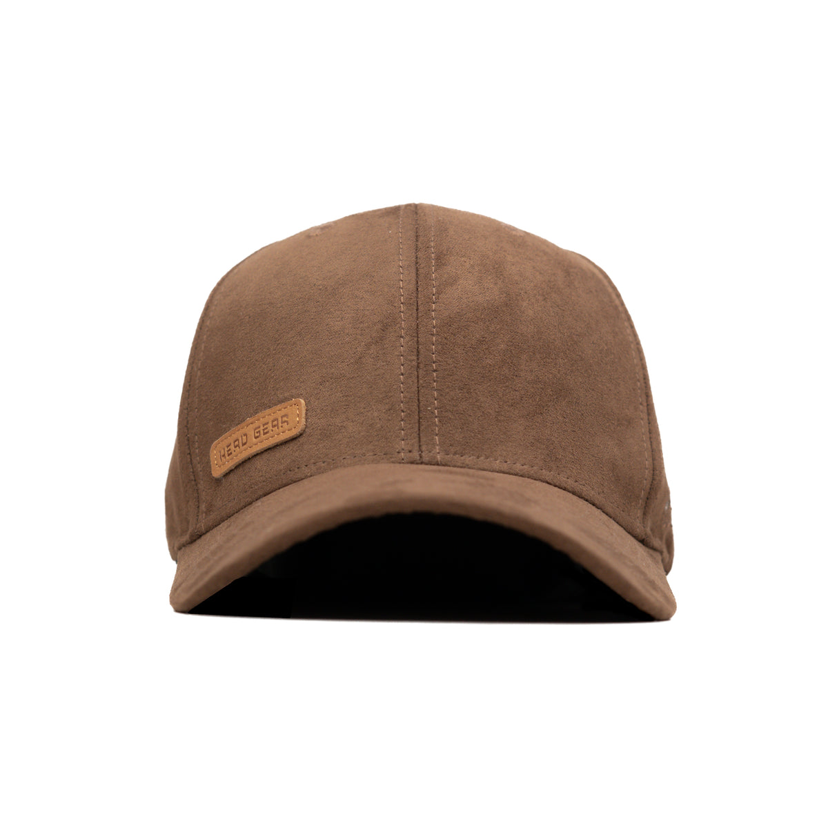 HEAD GEAR BROWN STRUCTURED LEATHER PATCH FITTED CAP