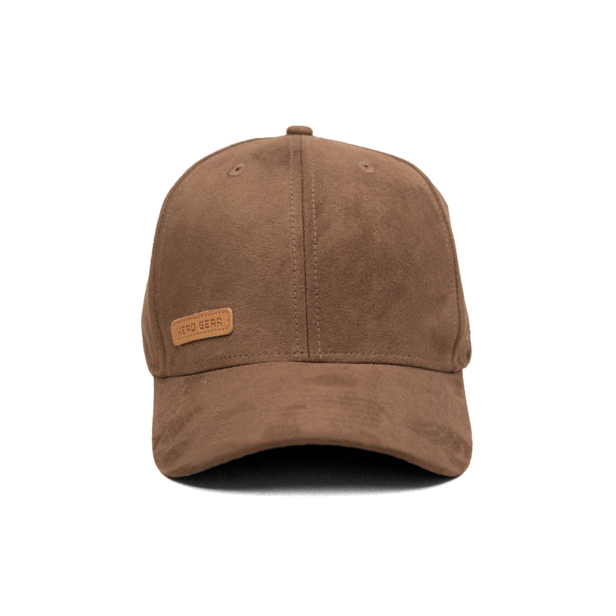 HEAD GEAR BROWN STRUCTURED LEATHER PATCH FITTED CAP