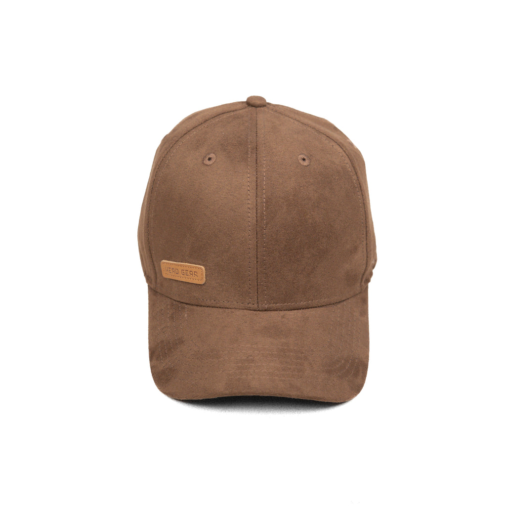 HEAD GEAR BROWN STRUCTURED LEATHER PATCH FITTED CAP