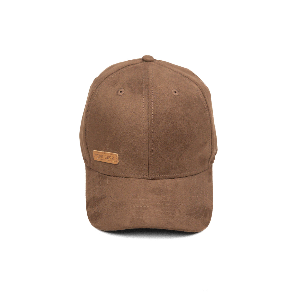 HEAD GEAR BROWN STRUCTURED LEATHER PATCH FITTED CAP