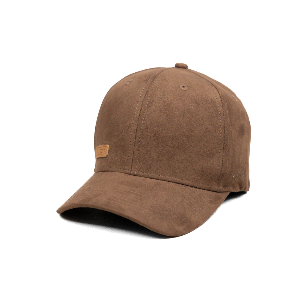 HEAD GEAR BROWN STRUCTURED LEATHER PATCH FITTED CAP