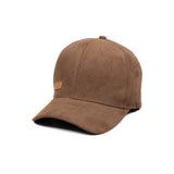 HEAD GEAR BROWN STRUCTURED LEATHER PATCH FITTED CAP