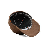 HEAD GEAR BROWN STRUCTURED LEATHER PATCH FITTED CAP