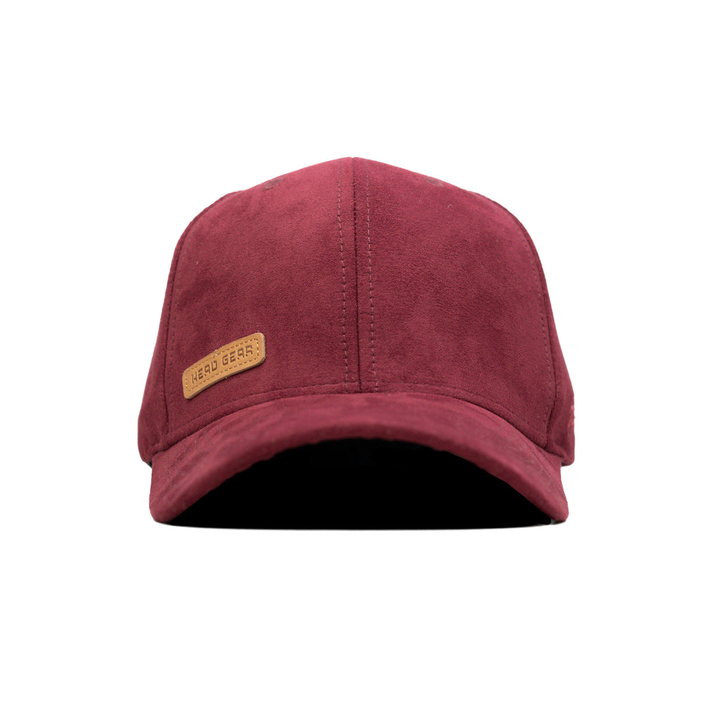 HEAD GEAR RED WINE STRUCTURED LEATHER PATCH FITTED CAP