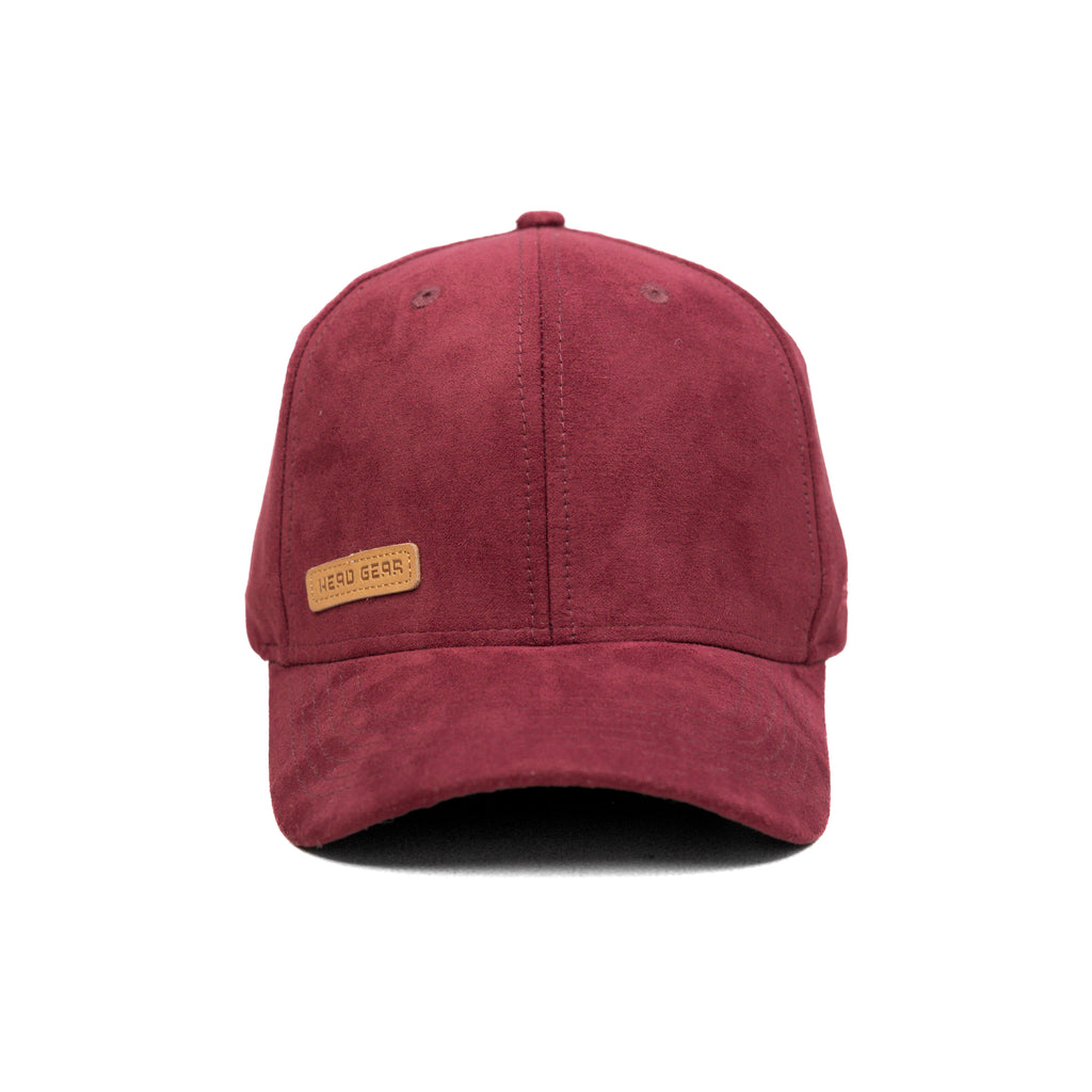 HEAD GEAR RED WINE STRUCTURED LEATHER PATCH FITTED CAP